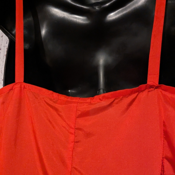 Johnny Was Vintage Bright Red Silk Slip Dress W/ Spaghetti Straps - Picture 7 of 10